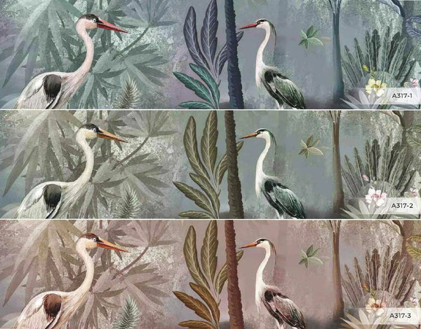 Nature Forest Wallpaper, Birds Palm Tree Wall Mural, Light Green Jungle Theme Large Wall Art, Non - Woven, Non - Adhesive, Removable, Exotic Wall Paper - Adawall Wallpaper - Registered Trade Accounts Only, Wallpaper Wholesale Account - A317-2 - Adawall Wholesale - Wallpaper Wholesaler