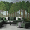Nature Scene Trees Wall Mural, Green Forest Wallpaper, Large Landscape Custom Size Wall Covering, Non-Woven, Non-Pasted, Removable, Washable, Art - Walloro High End Wallcoverings & More