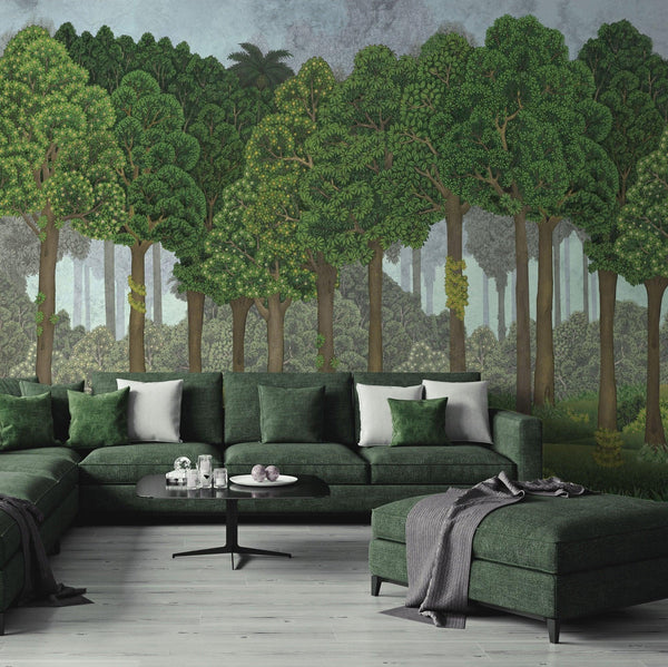 Nature Scene Trees Wall Mural, Green Forest Wallpaper, Large Landscape Custom Size Wall Covering, Non - Woven, Non - Pasted, Removable, Washable, Art - Adawall Wallpaper - Registered Trade Accounts Only, Wallpaper Wholesale Account - SE306-1 - Adawall Wholesale - Wallpaper Wholesaler