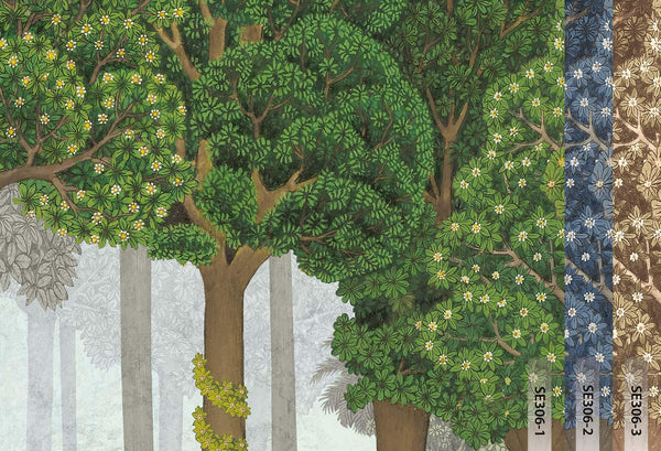 Nature Scene Trees Wall Mural, Green Forest Wallpaper, Large Landscape Custom Size Wall Covering, Non - Woven, Non - Pasted, Removable, Washable, Art - Adawall Wallpaper - Registered Trade Accounts Only, Wallpaper Wholesale Account - SE306-1 - Adawall Wholesale - Wallpaper Wholesaler