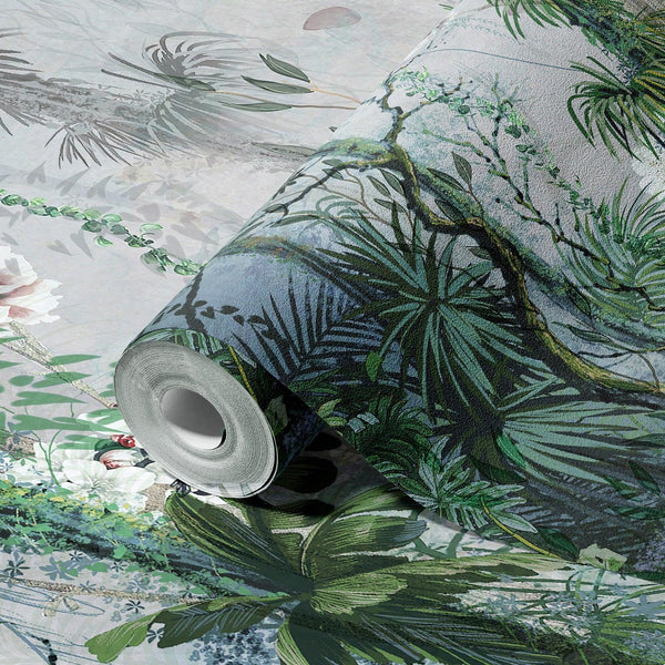 Nature Trees Wall Mural, Green Forest Theme Wallpaper, Large Jungle Custom Size Wall Art, Non-Woven, Non-Pasted, Removable, Washable, Covering - Walloro High End Wallcoverings & More