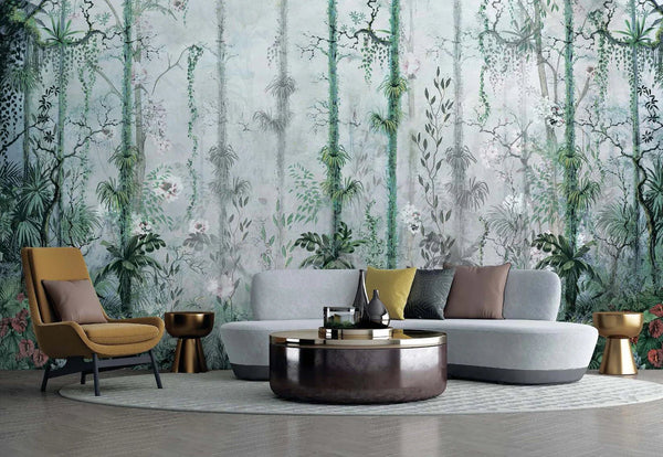 Nature Trees Wall Mural, Green Forest Theme Wallpaper, Large Jungle Custom Size Wall Art, Non - Woven, Non - Pasted, Removable, Washable, Covering - Adawall Wallpaper - Registered Trade Accounts Only, Wallpaper Wholesale Account - SE308-1 - Adawall Wholesale - Wallpaper Wholesaler