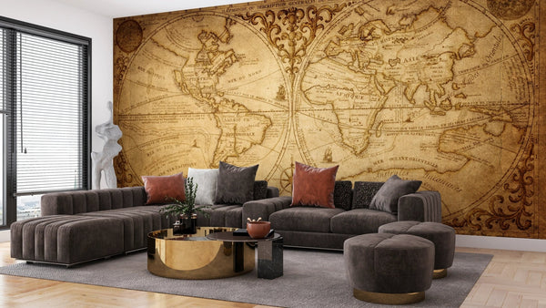 Old Geographical World Map Wallpaper, History, Voyage Mural, Oversized Custom Size Wall Art, Non - Woven, Non - Adhesive, Modern Wall Paper, Removable - Adawall Wallpaper - Registered Trade Accounts Only, Wallpaper Wholesale Account - W77791 - Adawall Wholesale - Wallpaper Wholesaler