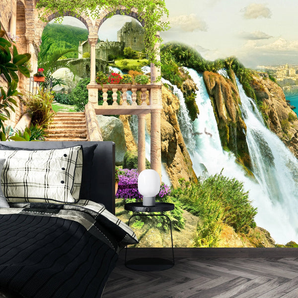 Old House with Columns Wallpaper, Cliff of the Mountain Mural, Oversized Custom Size Wall Art, Non - Woven, Non - Adhesive, Modern Wall Paper, Removable - Adawall Wallpaper - Registered Trade Accounts Only, Wallpaper Wholesale Account - W77818 - Adawall Wholesale - Wallpaper Wholesaler