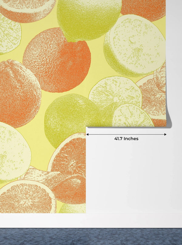 Oranges and Limes Wallpaper, Seamless Pattern Mural, Oversized Custom Size Wall Art, Non - Woven, Non - Adhesive, Modern Wall Paper, Removable - Adawall Wallpaper - Registered Trade Accounts Only, Wallpaper Wholesale Account - W78108 - Adawall Wholesale - Wallpaper Wholesaler