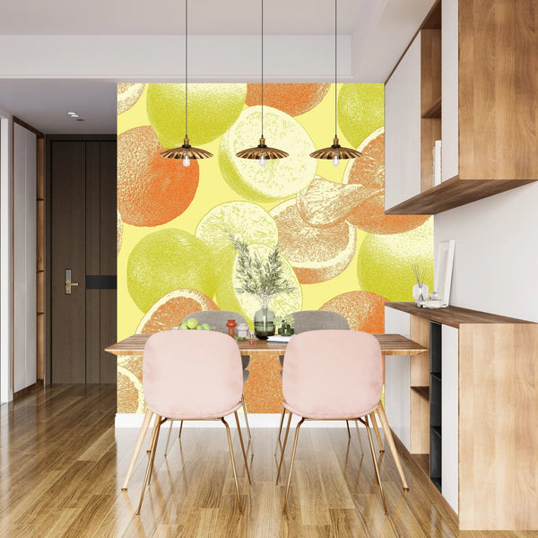 Oranges and Limes Wallpaper, Seamless Pattern Mural, Oversized Custom Size Wall Art, Non - Woven, Non - Adhesive, Modern Wall Paper, Removable - Adawall Wallpaper - Registered Trade Accounts Only, Wallpaper Wholesale Account - W78108 - Adawall Wholesale - Wallpaper Wholesaler