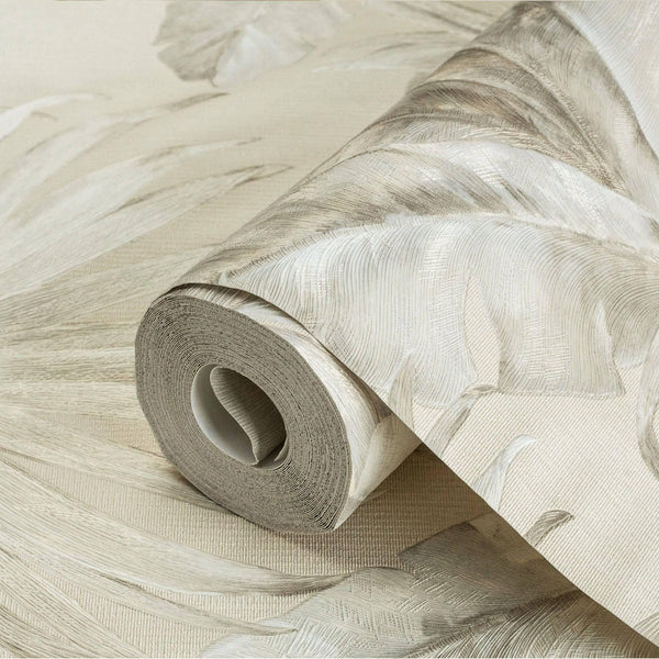Palm Trees Embossed Wallpaper, Rich Textured White Light Color Wallcovering, Large 114 sq ft Roll, Washable, Sturdy, Plants Leaves Wallpaper - Adawall Wallpaper - Registered Trade Accounts Only, Wallpaper Wholesale Account - 4714-1 - Adawall Wholesale - Wallpaper Wholesaler