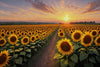 Panaroma Sunflowers, Sunset Wallpaper, Oil Painting Mural, Oversized Custom Size Wall Art, Non - Woven, Non - Adhesive, Modern Wall Paper, Removable - Adawall Wallpaper - Registered Trade Accounts Only, Wallpaper Wholesale Account - W77610 - Adawall Wholesale - Wallpaper Wholesaler