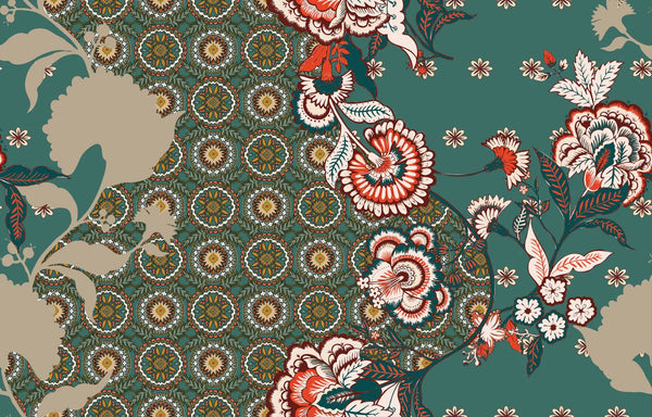 Patchwork Floral Pattern Wallpaper, Paisley and Indian Flowers Mural, Oversized Custom Size Wall Art, Non - Woven, Non - Adhesive, Modern Wall Paper, Removable - Adawall Wallpaper - Registered Trade Accounts Only, Wallpaper Wholesale Account - W77525 - Adawall Wholesale - Wallpaper Wholesaler