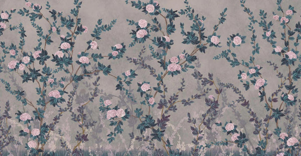 Peony Chinoiserie Blossom Wall Mural, Blue Floral Bloom Wallpaper, Oversized Contemporary Custom Size Wall Art, Non - Woven, Non - Pasted, Removable - Adawall Wallpaper - Registered Trade Accounts Only, Wallpaper Wholesale Account - SE313-1 - Adawall Wholesale - Wallpaper Wholesaler