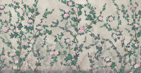 Peony Chinoiserie Blossom Wall Mural, Green Floral Bloom Wallpaper, Oversized Contemporary Custom Size Wall Art, Non - Woven, Non - Pasted, Removable - Adawall Wallpaper - Registered Trade Accounts Only, Wallpaper Wholesale Account - SE313-3 - Adawall Wholesale - Wallpaper Wholesaler