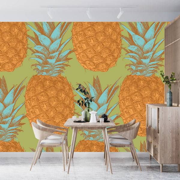 Pineapples Wallpaper, Seamless Pattern Mural, Oversized Custom Size Wall Art, Non - Woven, Non - Adhesive, Modern Wall Paper, Removable - Adawall Wallpaper - Registered Trade Accounts Only, Wallpaper Wholesale Account - W78103 - Adawall Wholesale - Wallpaper Wholesaler