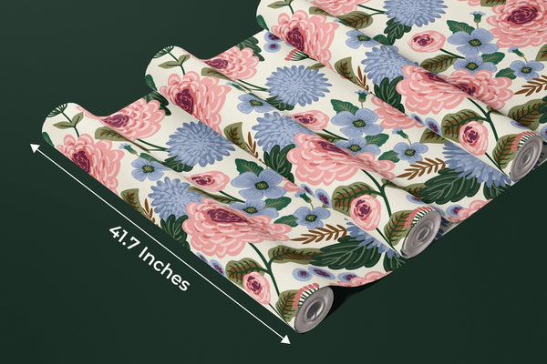 Pink and Blue Floral Wallpaper, Seamless Pattern Mural, Oversized Custom Size Wall Art, Non - Woven, Non - Adhesive, Modern Wall Paper, Removable - Adawall Wallpaper - Registered Trade Accounts Only, Wallpaper Wholesale Account - W78037 - Adawall Wholesale - Wallpaper Wholesaler