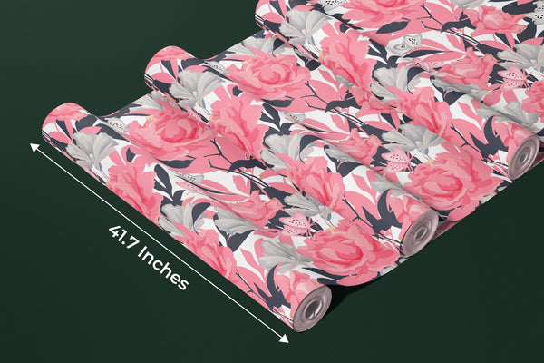 Pink Flowers Wallpaper, Seamless Pattern Mural, Oversized Custom Size Wall Art, Non - Woven, Non - Adhesive, Modern Wall Paper, Removable - Adawall Wallpaper - Registered Trade Accounts Only, Wallpaper Wholesale Account - W78016 - Adawall Wholesale - Wallpaper Wholesaler
