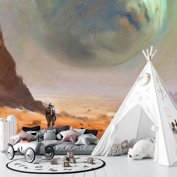 Planet Mars Wallpaper, Cosmonaut, Desert Mural, Oversized Custom Size Wall Art, Non - Woven, Non - Adhesive, Modern Wall Paper, Removable - Adawall Wallpaper - Registered Trade Accounts Only, Wallpaper Wholesale Account - W77823 - Adawall Wholesale - Wallpaper Wholesaler