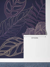 Purple Flowers Wallpaper, Big Leaves Mural, Oversized Custom Size Wall Art, Non - Woven, Non - Adhesive, Modern Wall Paper, Removable - Adawall Wallpaper - Registered Trade Accounts Only, Wallpaper Wholesale Account - W77932 - Adawall Wholesale - Wallpaper Wholesaler
