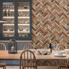 Realistic Embossed Brick Wallpaper, Red, Orange Chevron Pattern Stone Wall Decor, Home Commercial Use Textured Wallcovering - Adawall Wallpaper - Registered Trade Accounts Only, Wallpaper Wholesale Account - 23105-4 - Adawall Wholesale - Wallpaper Wholesaler