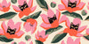 Red and Pink Floral, Kittens Wallpaper, Seamless Pattern Mural, Oversized Custom Size Wall Art, Non - Woven, Non - Adhesive, Modern Wall Paper, Removable - Adawall Wallpaper - Registered Trade Accounts Only, Wallpaper Wholesale Account - W77873 - Adawall Wholesale - Wallpaper Wholesaler