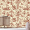 Red Tropical Toile Textured Wallpaper, Stylish Plants Animals Jungle Forest Theme Wallcovering - Adawall Wallpaper - Registered Trade Accounts Only, Wallpaper Wholesale Account - 9909-4 - Adawall Wholesale - Wallpaper Wholesaler