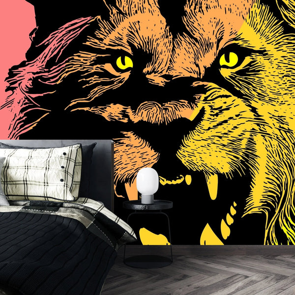 Roaring Lion Wallpaper, Colorful Mural, Oversized Custom Size Wall Art, Non - Woven, Non - Adhesive, Modern Wall Paper, Removable - Adawall Wallpaper - Registered Trade Accounts Only, Wallpaper Wholesale Account - W78100 - Adawall Wholesale - Wallpaper Wholesaler