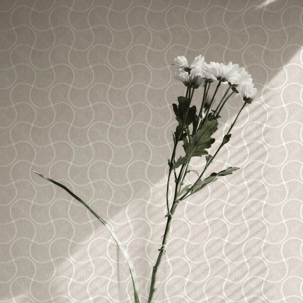 Round Geometric Shapes Deep Embossed Wallpaper, Light Neutral Shiny Surface Textured Wall Accent Decor - Walloro High End Wallcoverings & More