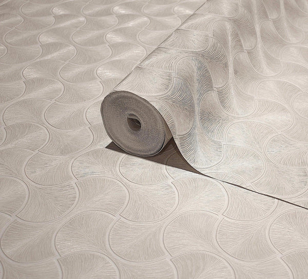 Round Geometric Shapes Deep Embossed Wallpaper, Light Neutral Shiny Surface Textured Wall Accent Decor - Adawall Wallpaper - Registered Trade Accounts Only, Wallpaper Wholesale Account - 23201-2 - Adawall Wholesale - Wallpaper Wholesaler