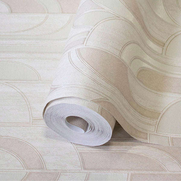 Round Shapes Deep Embossed Wallpaper, Cream Modern Geometric Flocked Wallcovering, Non - Pasted, Large 114 sq ft Roll - Adawall Wallpaper - Registered Trade Accounts Only, Wallpaper Wholesale Account - 1209-2 - Adawall Wholesale - Wallpaper Wholesaler