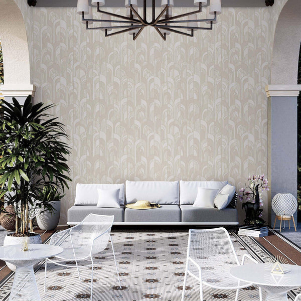 Round Shapes Deep Embossed Wallpaper, Cream Modern Geometric Flocked Wallcovering, Non - Pasted, Large 114 sq ft Roll - Adawall Wallpaper - Registered Trade Accounts Only, Wallpaper Wholesale Account - 1209-2 - Adawall Wholesale - Wallpaper Wholesaler
