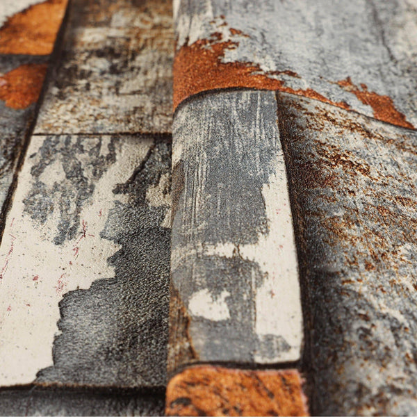 Rusted Metallic Stone Wallpaper, Realistic 3D Embossed Wall Decor, Industrial Aesthetic Wallcovering - Walloro High End Wallcoverings & More