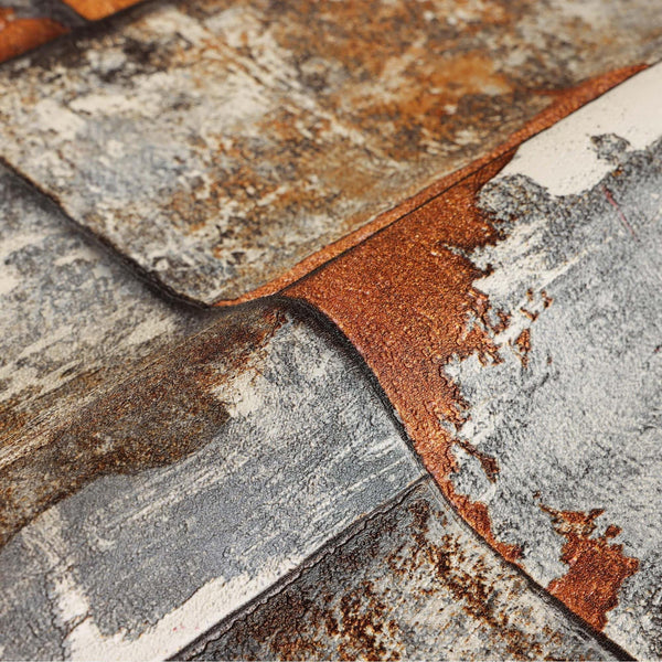 Rusted Metallic Stone Wallpaper, Realistic 3D Embossed Wall Decor, Industrial Aesthetic Wallcovering - Adawall Wallpaper - Registered Trade Accounts Only, Wallpaper Wholesale Account - 23106-4 - Adawall Wholesale - Wallpaper Wholesaler
