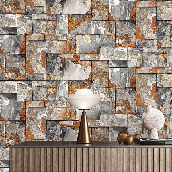 Rusted Metallic Stone Wallpaper, Realistic 3D Embossed Wall Decor, Industrial Aesthetic Wallcovering - Adawall Wallpaper - Registered Trade Accounts Only, Wallpaper Wholesale Account - 23106-4 - Adawall Wholesale - Wallpaper Wholesaler