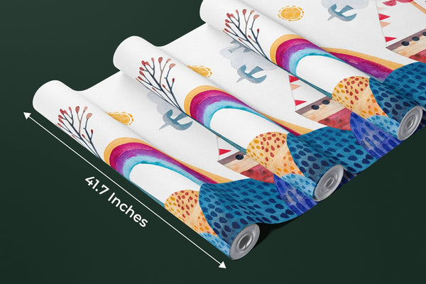 Sea Landscape Wallpaper, Seamless Pattern Mural, Oversized Custom Size Wall Art, Non - Woven, Non - Adhesive, Modern Wall Paper, Removable - Adawall Wallpaper - Registered Trade Accounts Only, Wallpaper Wholesale Account - W77946 - Adawall Wholesale - Wallpaper Wholesaler