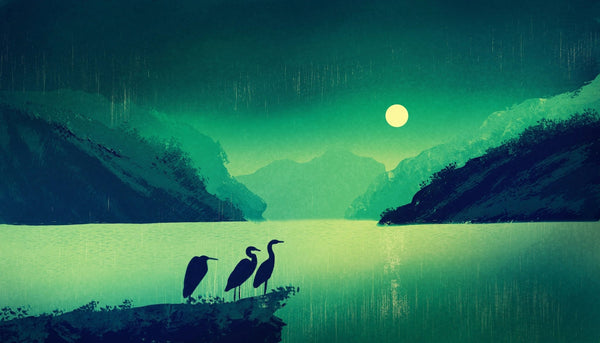 Shiny Moon Wallpaper, Birds Mural, Oversized Custom Size Wall Art, Non - Woven, Non - Adhesive, Modern Wall Paper, Removable - Adawall Wallpaper - Registered Trade Accounts Only, Wallpaper Wholesale Account - W78163 - Adawall Wholesale - Wallpaper Wholesaler