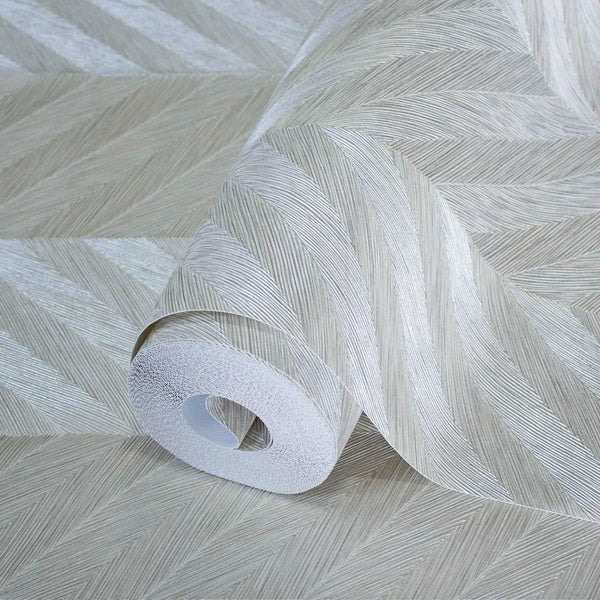Silver Shiny Chevron Wallpaper, Deep Embossed Luxury Shimmering Geometric Pattern Wall Paper, Large Non-Pasted 114 sq ft Roll - Walloro High End Wallcoverings & More
