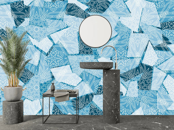 Snowflakes, Ice Colors Wallpaper, Seamless Pattern Mural, Oversized Custom Size Wall Art, Non - Woven, Non - Adhesive, Modern Wall Paper, Removable - Adawall Wallpaper - Registered Trade Accounts Only, Wallpaper Wholesale Account - W78213 - Adawall Wholesale - Wallpaper Wholesaler