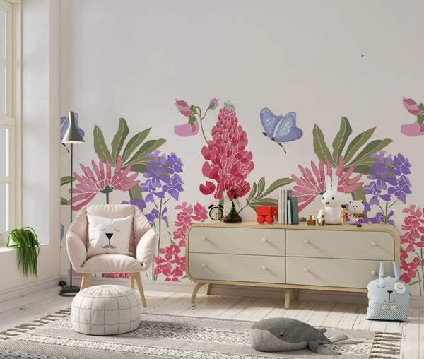 Spring Flowers Wallpaper, Seamless Pattern Mural, Oversized Custom Size Wall Art, Non - Woven, Non - Adhesive, Modern Wall Paper, Removable - Adawall Wallpaper - Registered Trade Accounts Only, Wallpaper Wholesale Account - W78014 - Adawall Wholesale - Wallpaper Wholesaler