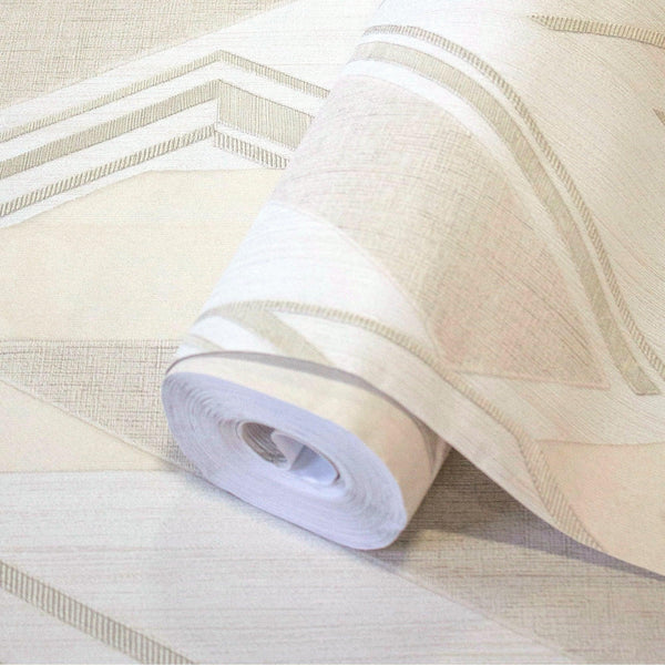 Stylish Herringbone Geometric Wallpaper, Cream Color Embossed Large Zigzag Pattern Wallcovering Wall Accent - Adawall Wallpaper - Registered Trade Accounts Only, Wallpaper Wholesale Account - 1205-1 - Adawall Wholesale - Wallpaper Wholesaler
