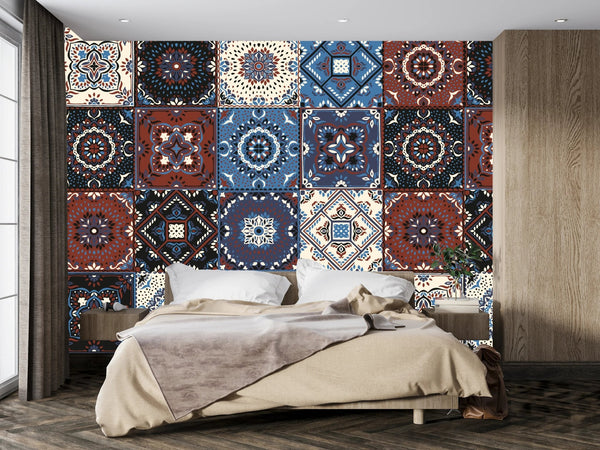 Talavera Ethnic Wallpaper, Seamless Pattern Mural, Oversized Custom Size Wall Art, Non - Woven, Non - Adhesive, Modern Wall Paper, Removable - Adawall Wallpaper - Registered Trade Accounts Only, Wallpaper Wholesale Account - W77678 - Adawall Wholesale - Wallpaper Wholesaler