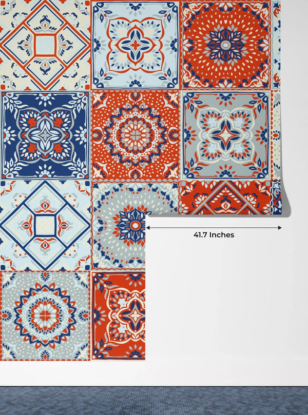 Talavera Indian Wallpaper, Seamless Pattern Mural, Oversized Custom Size Wall Art, Non - Woven, Non - Adhesive, Modern Wall Paper, Removable - Adawall Wallpaper - Registered Trade Accounts Only, Wallpaper Wholesale Account - W77677 - Adawall Wholesale - Wallpaper Wholesaler