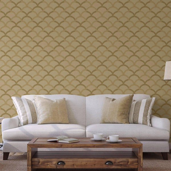 Tan Luxury Fish Scale Deep Embossed Wallpaper, 3D Textured Lace Patterns, Thick Wallcovering - Walloro High End Wallcoverings & More