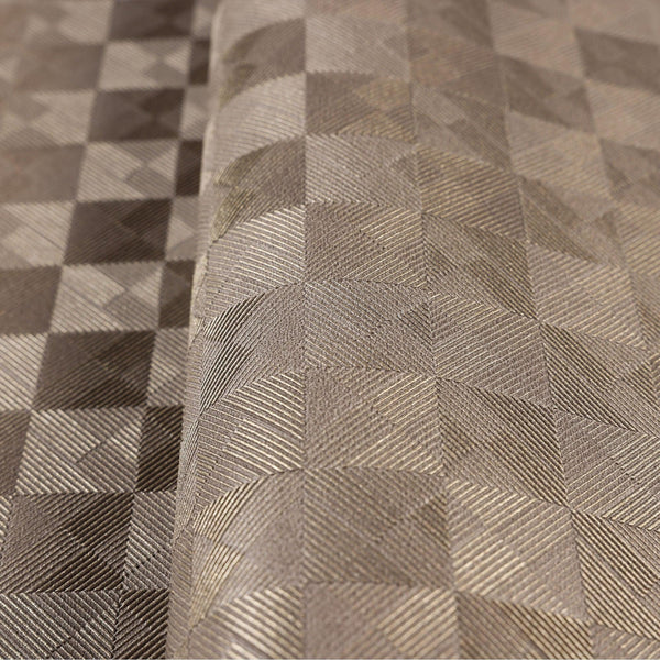 Tan Solid Color Square Pattern Wallpaper, 3D Embossed Glossy Sleek Checkered Geometric Wall Paper - Walloro High End Wallcoverings & More