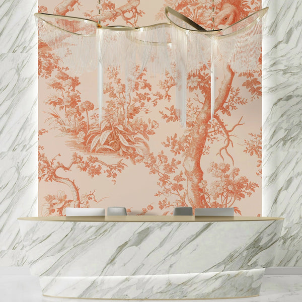 Toile de Jouy Wallpaper, Peach Fuzz Background Pattern Mural, Oversized Custom Size Wall Art, Non - Woven, Non - Adhesive, Modern Wall Paper, Removable - Adawall Wallpaper - Registered Trade Accounts Only, Wallpaper Wholesale Account - W77497 - Adawall Wholesale - Wallpaper Wholesaler