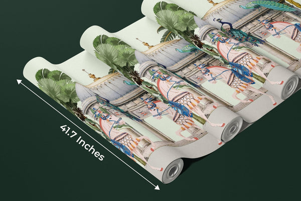 Traditional Mughal Garden Wallpaper, Peacock, Horses Mural, Oversized Custom Size Wall Art, Non - Woven, Non - Adhesive, Modern Wall Paper, Removable - Adawall Wallpaper - Registered Trade Accounts Only, Wallpaper Wholesale Account - W77720 - Adawall Wholesale - Wallpaper Wholesaler