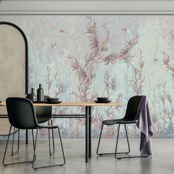 Tree Wall Mural, Light Gray Flowers Blossom Wallpaper, Extra Large Oversized Stylish Custom Size Wall Covering, Non - Woven, Non - Adhesive, Modern - Adawall Wallpaper - Registered Trade Accounts Only, Wallpaper Wholesale Account - SE317-1 - Adawall Wholesale - Wallpaper Wholesaler