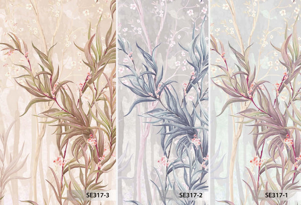 Tree Wall Mural, Light Gray Flowers Blossom Wallpaper, Extra Large Oversized Stylish Custom Size Wall Covering, Non - Woven, Non - Adhesive, Modern - Adawall Wallpaper - Registered Trade Accounts Only, Wallpaper Wholesale Account - SE317-1 - Adawall Wholesale - Wallpaper Wholesaler