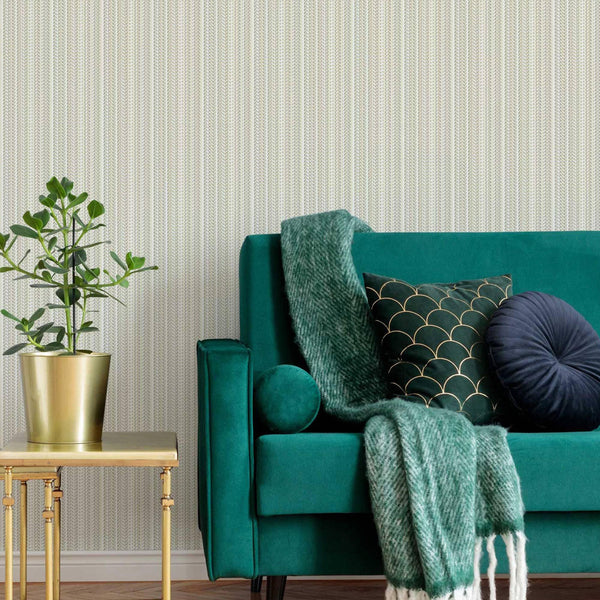 Trendy Thin Striped Textured Wallpaper, Light Beige Modern Minimalist Washable Pinstripe Pattern, Home Wall Interior Decor - Walloro High End Wallcoverings & More