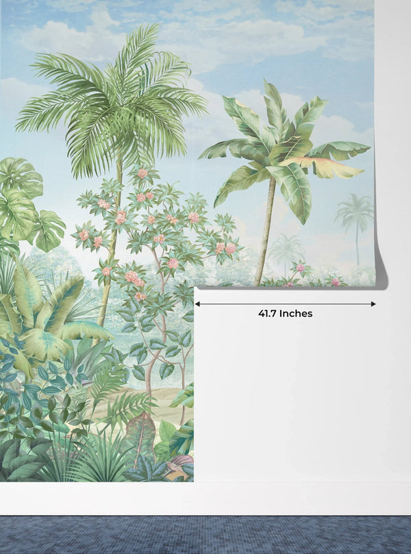 Tropic Flowers Wallpaper, Landscape Mural, Oversized Custom Size Wall Art, Non - Woven, Non - Adhesive, Modern Wall Paper, Removable - Adawall Wallpaper - Registered Trade Accounts Only, Wallpaper Wholesale Account - W77990 - Adawall Wholesale - Wallpaper Wholesaler