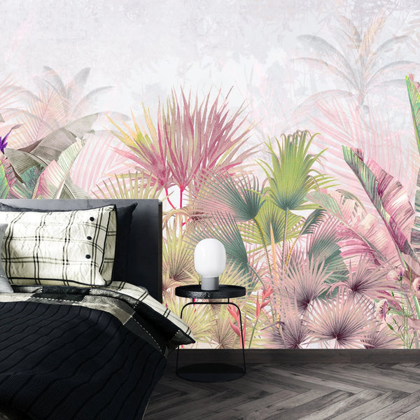 Tropical Forest, Pastel Colors Wallpaper, Leaves and Trees Mural, Oversized Custom Size Wall Art, Non - Woven, Non - Adhesive, Modern Wall Paper, Removable - Adawall Wallpaper - Registered Trade Accounts Only, Wallpaper Wholesale Account - W77828 - Adawall Wholesale - Wallpaper Wholesaler