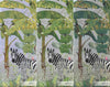 Tropical Forest Wall Mural, Flamingos, Zebra, Animals Wallpaper, Custom Size, Green Oversized Print, Wall Art, Nature Theme, Jungle, Removable - Walloro High End Wallcoverings & More