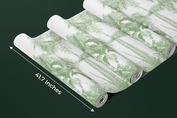 Tropical Green Trees Wallpaper, White Background Mural, Oversized Custom Size Wall Art, Non - Woven, Non - Adhesive, Modern Wall Paper, Removable - Adawall Wallpaper - Registered Trade Accounts Only, Wallpaper Wholesale Account - W78149 - Adawall Wholesale - Wallpaper Wholesaler